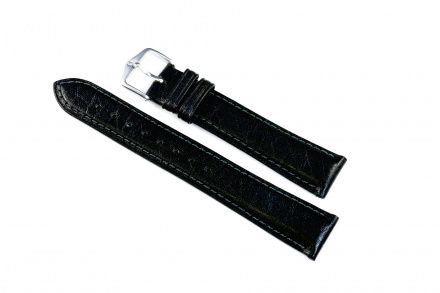 Czarny pasek skórzany 17 mm HIRSCH Camelgrain 01009050-1-17 (L)