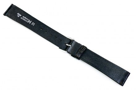 Czarny pasek skórzany 17 mm HIRSCH Camelgrain 01009050-1-17 (L)