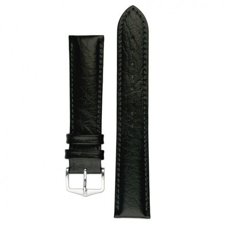 Czarny pasek skórzany 19 mm HIRSCH Camelgrain 01009050-1-19 (L)