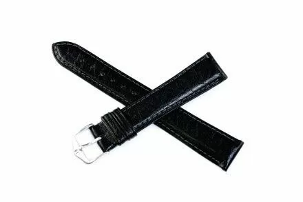 Czarny pasek skórzany 16 mm HIRSCH Camelgrain 001009150-1-16 (M)