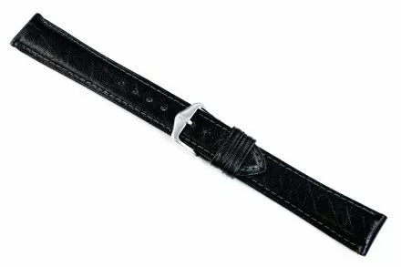 Czarny pasek skórzany 18 mm HIRSCH Camelgrain 01009150-1-18 (M)