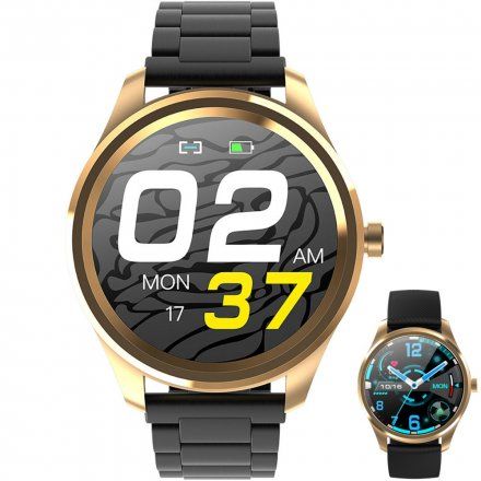 Różowozłoty smartwatch G.Rossi + czarny pasek SW012-4