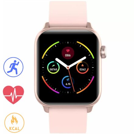 Różowy smartwatch Ciśnienie Tlen Puls Sport Kroki G.Rossi SW013-1