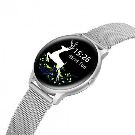 Srebrny smartwatch damski Kroki Tętno Cykl Sport G.Rossi SW015-3