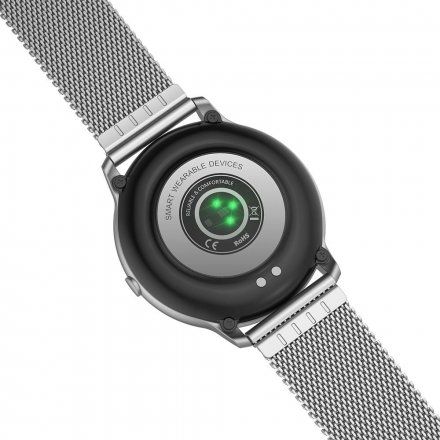 Srebrny smartwatch damski Kroki Tętno Cykl Sport G.Rossi SW015-3