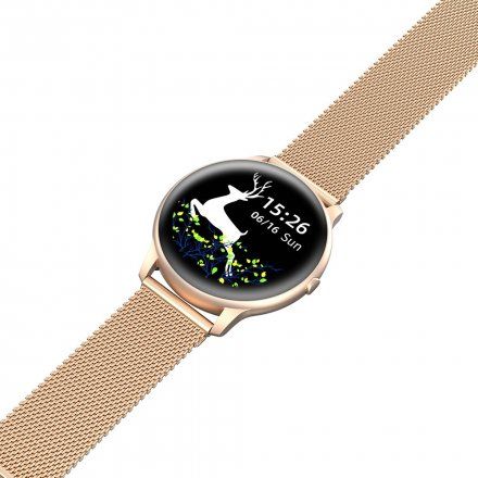 Różowozłoty smartwatch damski Kroki Tętno Cykl Sport G.Rossi SW015-4