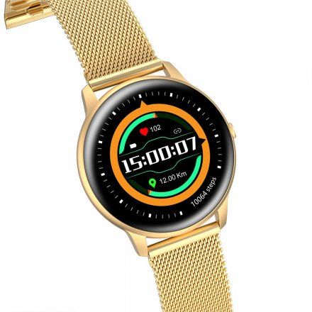 Złoty smartwatch damski Kroki Tętno Cykl Sport G.Rossi SW015-5