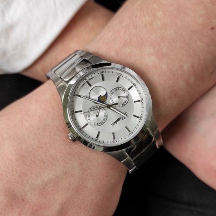 Srebrny szwajcarski zegarek męski Adriatica z multidatownikiem A1145.4113QF