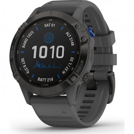 Zegarek Garmin Fenix 6 PRO Solar z szarym paskiem 010-02410-11
