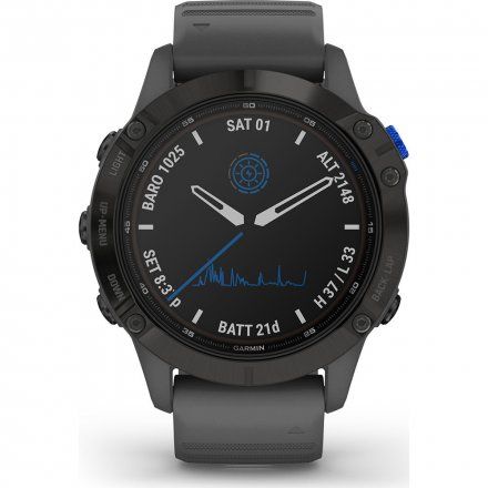Zegarek Garmin Fenix 6 PRO Solar z szarym paskiem 010-02410-11