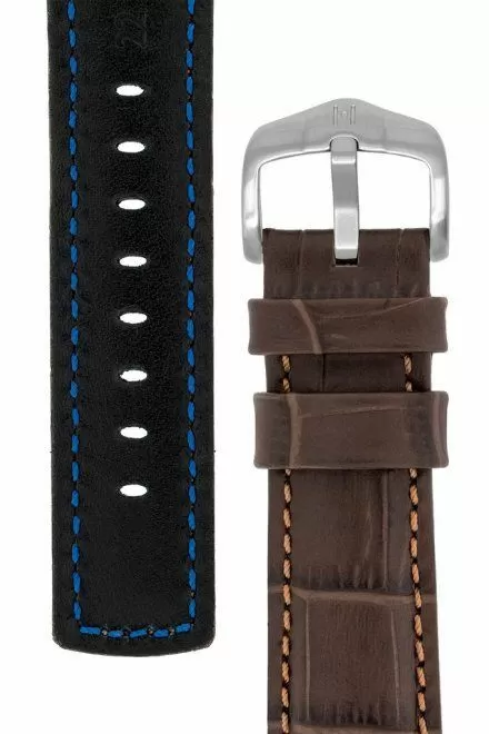 Brązowy pasek skórzany 22 mm HIRSCH Grand Duke 02528010-2-22 (L)