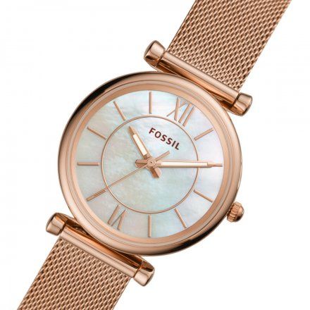 Komplet Fossil Carlie różowozłoty zegarek + bransoletka serca ES5058SET