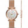 Fossil Carlie zestaw zegarek + bransoletka serca rose gold ES5058SET