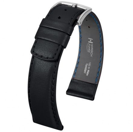 Czarny pasek skórzany 21 mm HIRSCH Runner 04002050-2-21 (L)