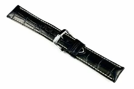 Czarny pasek skórzany 22 mm HIRSCH Modena 10302850-2-22 (L)
