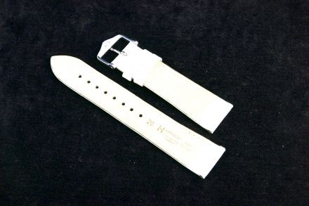 Biały pasek skórzany 14 mm HIRSCH Crocograin 12302800-1-14 (M)