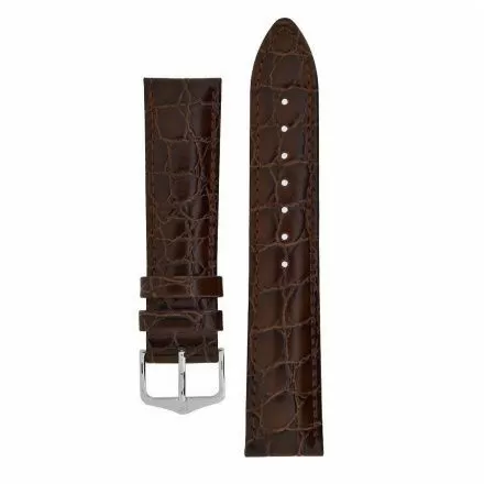 Brązowy pasek skórzany 20 mm HIRSCH Crocograin 12302810-1-20 (M)