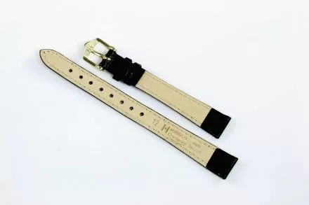 Czarny pasek skórzany 14 mm HIRSCH Crocograin 12302850-1-14 (M)