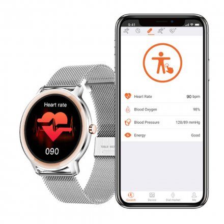 Srebrny smartwatch damski Rubicon RNBE66 SMARUB056