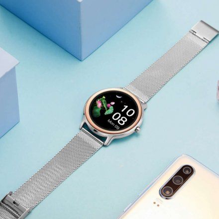 Srebrny smartwatch damski Rubicon RNBE66 SMARUB056