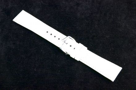 Biały pasek skórzany 18 mm HIRSCH Crocograin 12322800-2-18 (L)