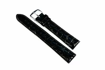 Czarny pasek skórzany 16 mm HIRSCH Crocograin 12322850-2-16 (L)