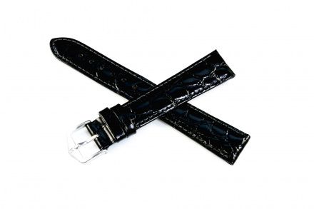 Czarny pasek skórzany 19 mm HIRSCH Crocograin 12322850-1-19 (L)