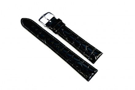 Czarny pasek skórzany 19 mm HIRSCH Crocograin 12322850-1-19 (L)