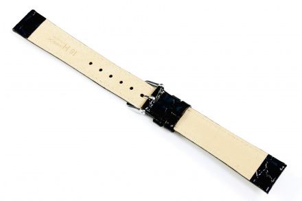 Czarny pasek skórzany 19 mm HIRSCH Crocograin 12322850-1-19 (L)