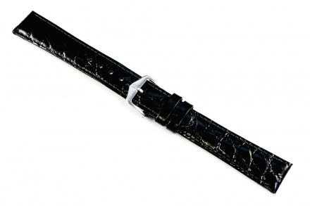 Czarny pasek skórzany 19 mm HIRSCH Crocograin 12322850-1-19 (L)