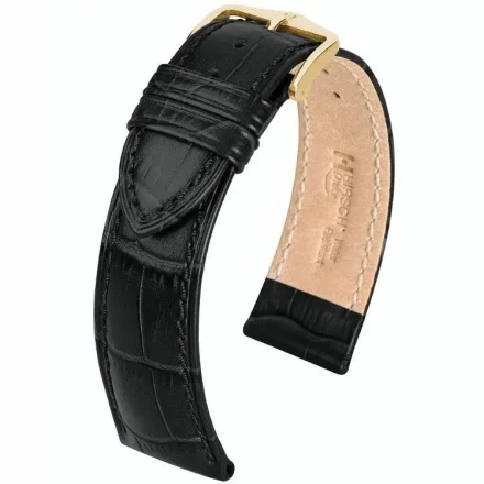 Czarny pasek skórzany 19 mm HIRSCH Crocograin 12322850-1-19 (L)