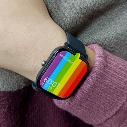 Smartwatch Pacific 20-5 Prostokątny czarny z funkcją rozmowy Kroki Puls Kalorie Sport