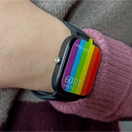Smartwatch Pacific 20-5 Prostokątny czarny z funkcją rozmowy Kroki Puls Kalorie Sport