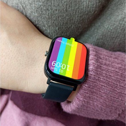 Smartwatch Pacific 20-5 Prostokątny czarny z funkcją rozmowy Kroki Puls Kalorie Sport