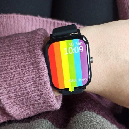 Smartwatch Pacific 20-5 Prostokątny czarny z funkcją rozmowy Kroki Puls Kalorie Sport