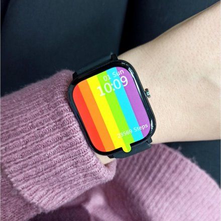 Smartwatch Pacific 20-5 Prostokątny czarny z funkcją rozmowy Kroki Puls Kalorie Sport
