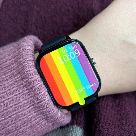 Smartwatch Pacific 20-5 Prostokątny czarny z funkcją rozmowy Kroki Puls Kalorie Sport