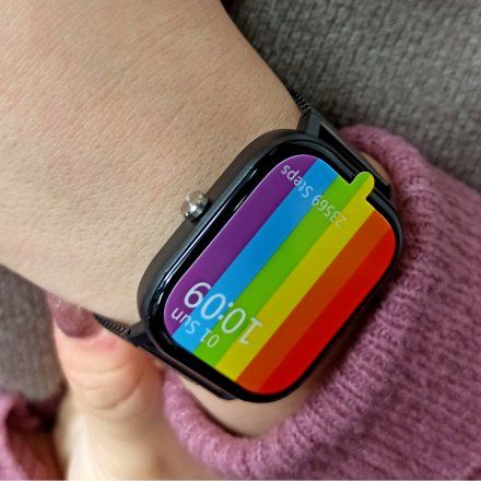 Pacific 20-6 Czarny smartwatch z funkcją rozmowy EKG Kroki Kalorie