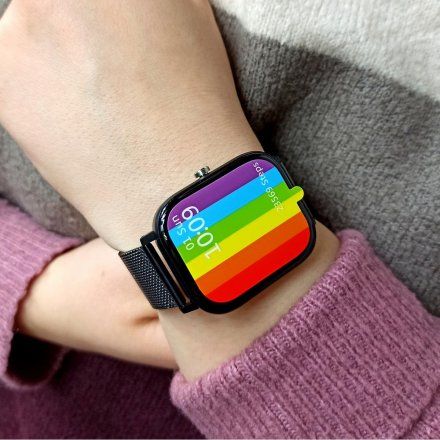 Pacific 20-6 Czarny smartwatch z funkcją rozmowy EKG Kroki Kalorie