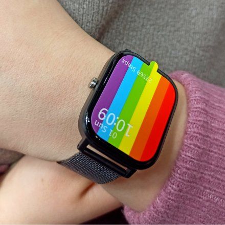 Pacific 20-6 Czarny smartwatch z funkcją rozmowy EKG Kroki Kalorie