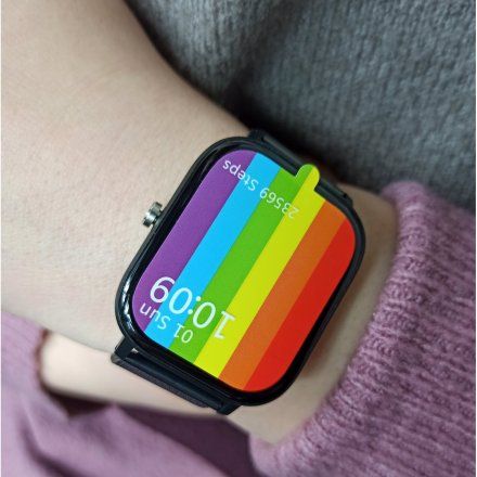 Pacific 20-6 Czarny smartwatch z funkcją rozmowy EKG Kroki Kalorie