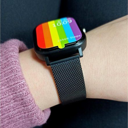 Pacific 20-6 Czarny smartwatch z funkcją rozmowy EKG Kroki Kalorie