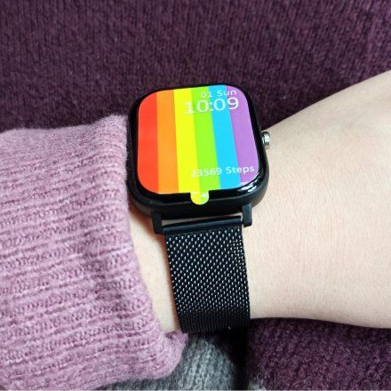 Pacific 20-6 Czarny smartwatch z funkcją rozmowy EKG Kroki Kalorie