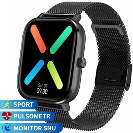 Pacific 20-6 Czarny smartwatch z funkcją rozmowy EKG Kroki Kalorie