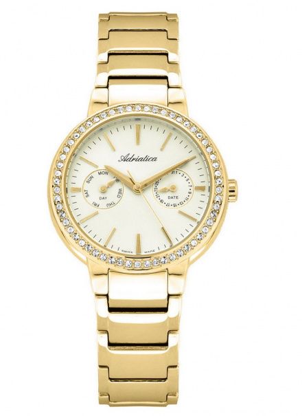 Zegarek Damski Adriatica na bransolecie A3422.1111QFZ - Multifunction Swarovski Swiss Made
