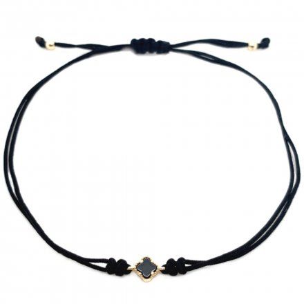 Biżuteria SAXO bransoletka koniczynka na czarnym sznurku 2-4-B00324-0.76