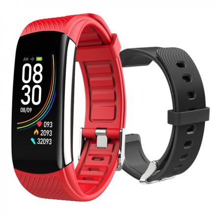 Czarny smartwatch męski damski Rubicon RNCE59 SMARUB078 + CZERWONY PASEK