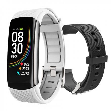 Czarny smartwatch męski damski Rubicon RNCE59 SMARUB077 + BIAŁY PASEK