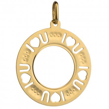 Złota zawieszka wisiorek kółko ring wyznanie miłości • ZŁOTO 585 0.91g