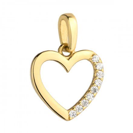 Biżuteria SAXO Zawieszka złota serce z połową w cyrkoniach  6-4-Z00005-0.55